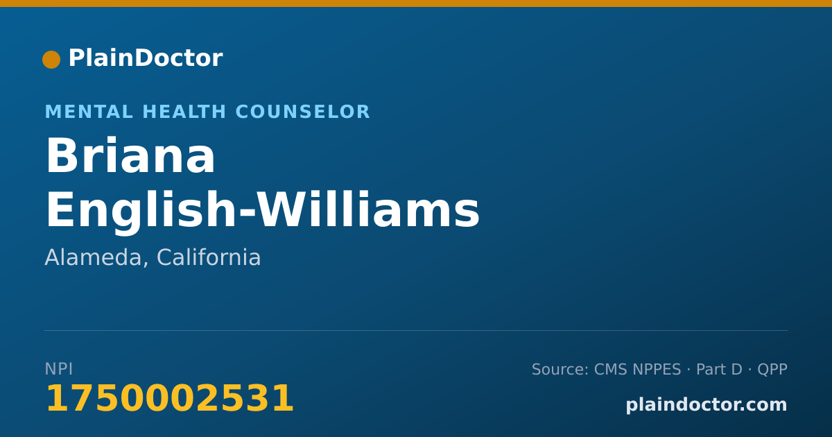 Shareable card for Briana English-Williams - Mental Health Counselor, Alameda, CA