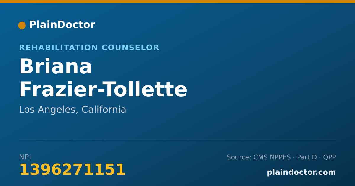Shareable card for Briana Frazier-Tollette - Rehabilitation Counselor, Los Angeles, CA