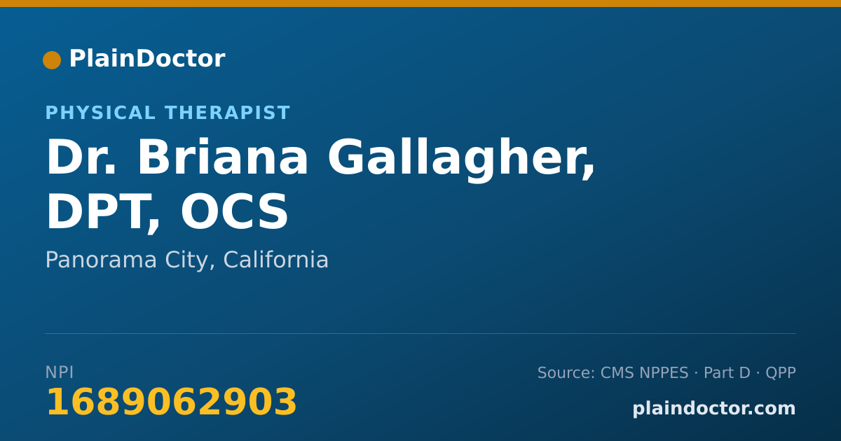 Shareable card for Briana Gallagher, DPT, OCS - Physical Therapist, Panorama City, CA