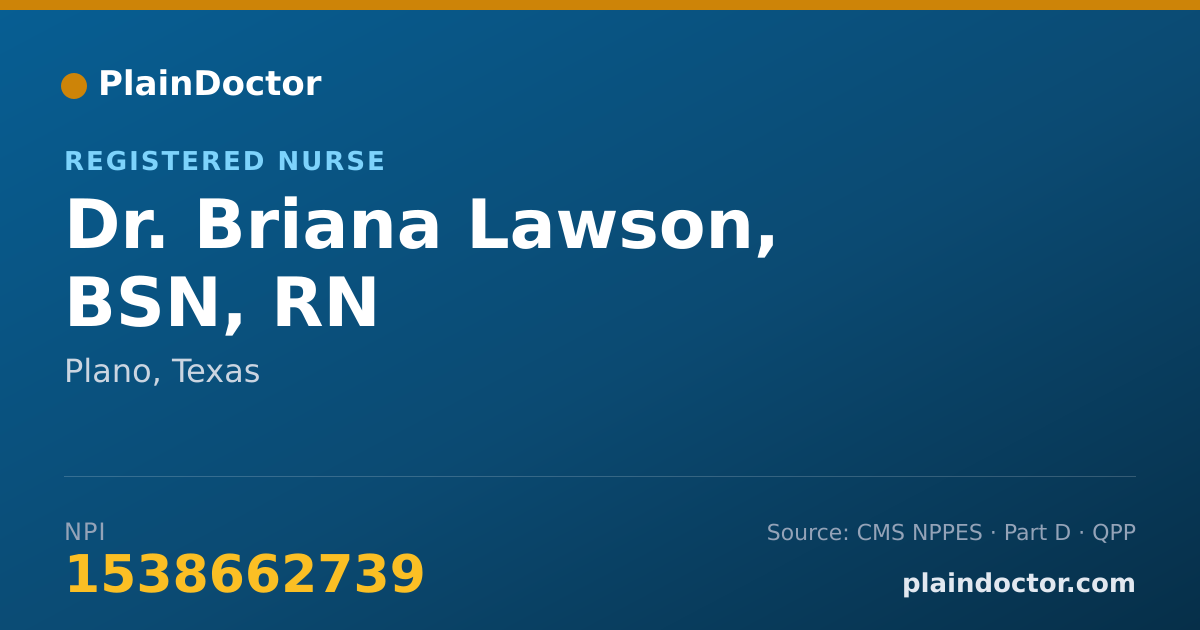 Shareable card for Briana Lawson, BSN, RN - Registered Nurse, Plano, TX