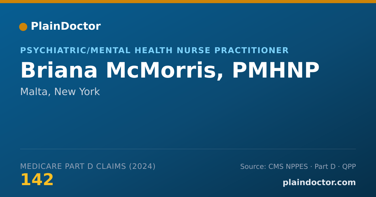 Shareable card for Briana McMorris, PMHNP - Psychiatric/Mental Health Nurse Practitioner, Malta, NY