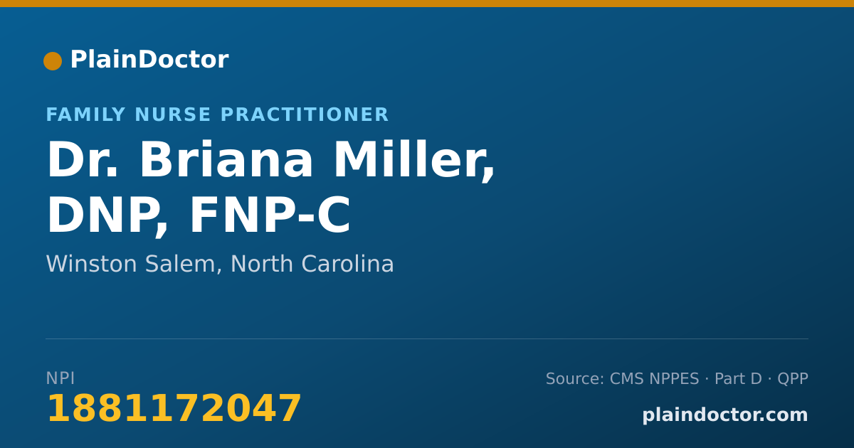Shareable card for Briana Miller, DNP, FNP-C - Family Nurse Practitioner, Winston Salem, NC