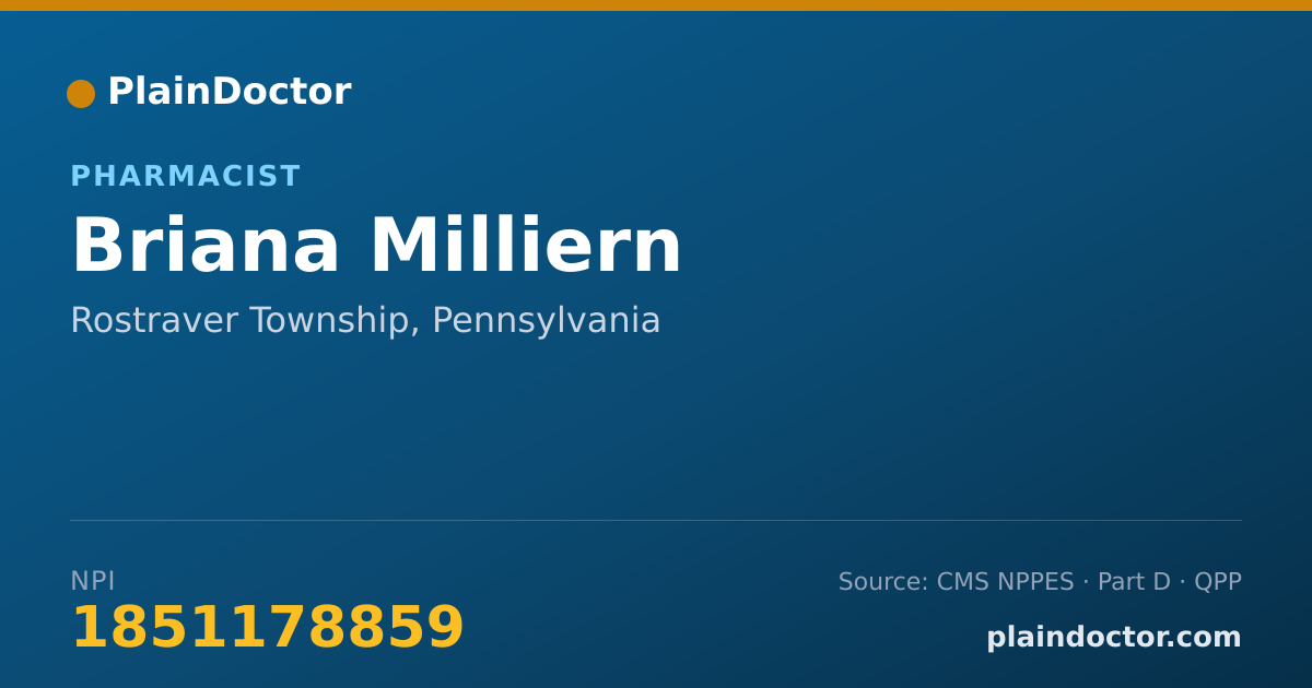 Shareable card for Briana Milliern - Pharmacist, Rostraver Township, PA