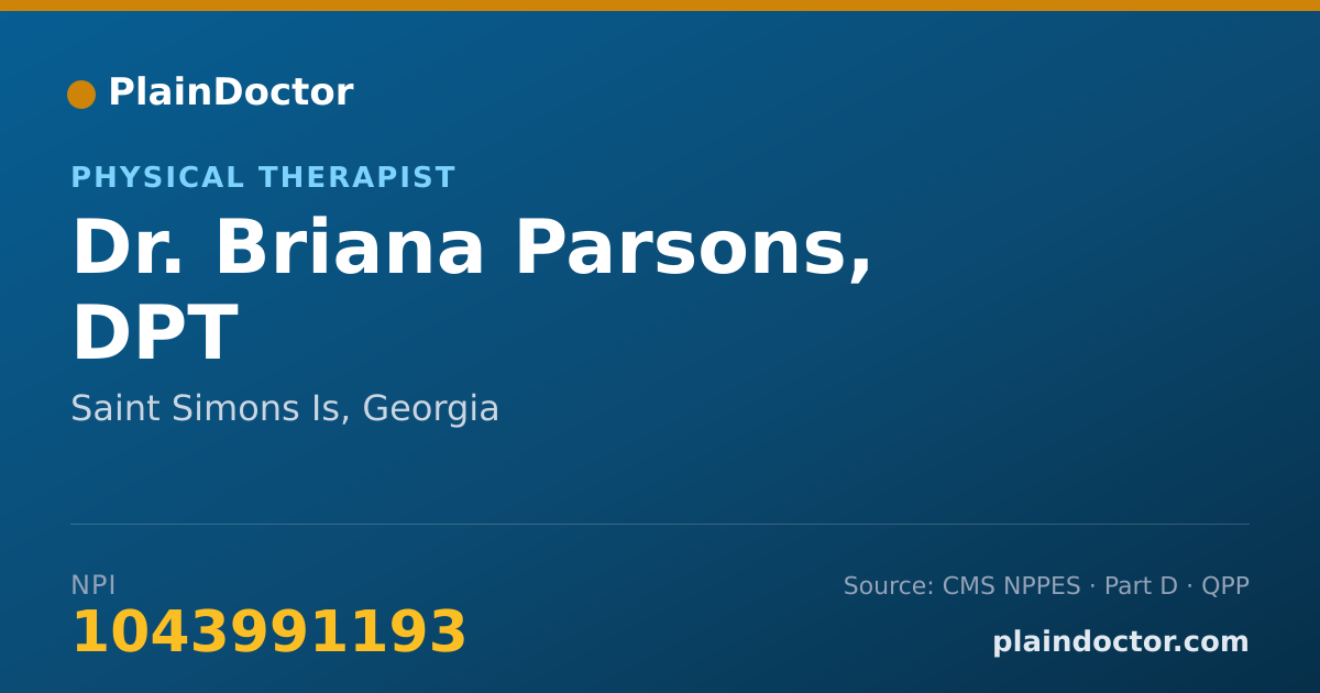 Shareable card for Briana Parsons, DPT - Physical Therapist, Saint Simons Is, GA