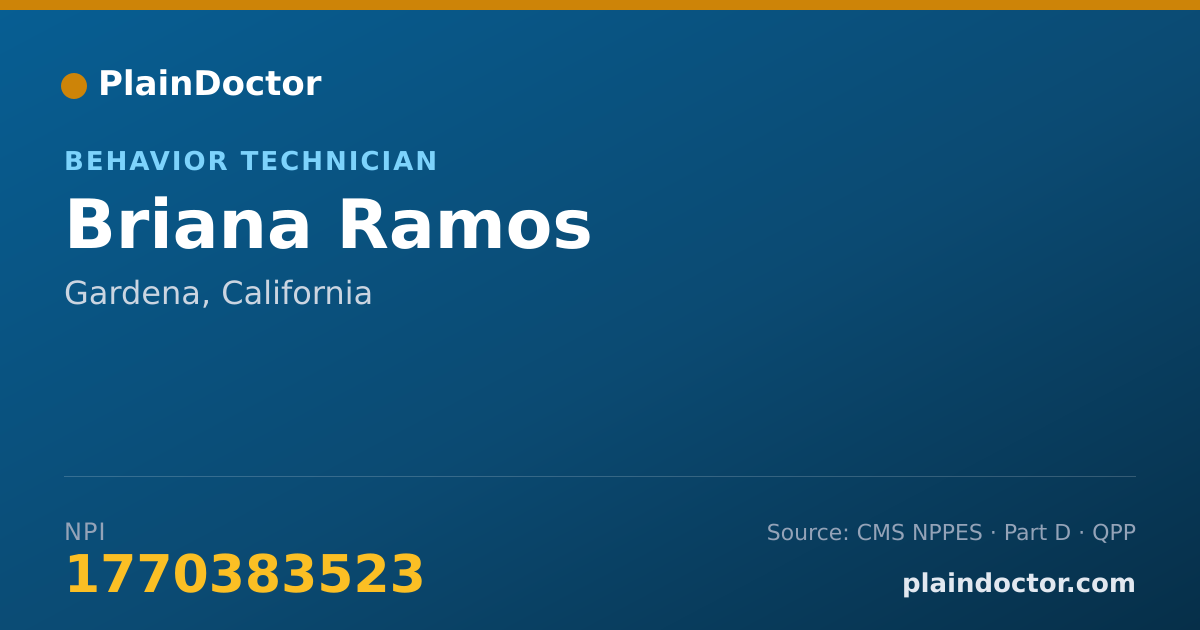 Shareable card for Briana Ramos - Behavior Technician, Gardena, CA