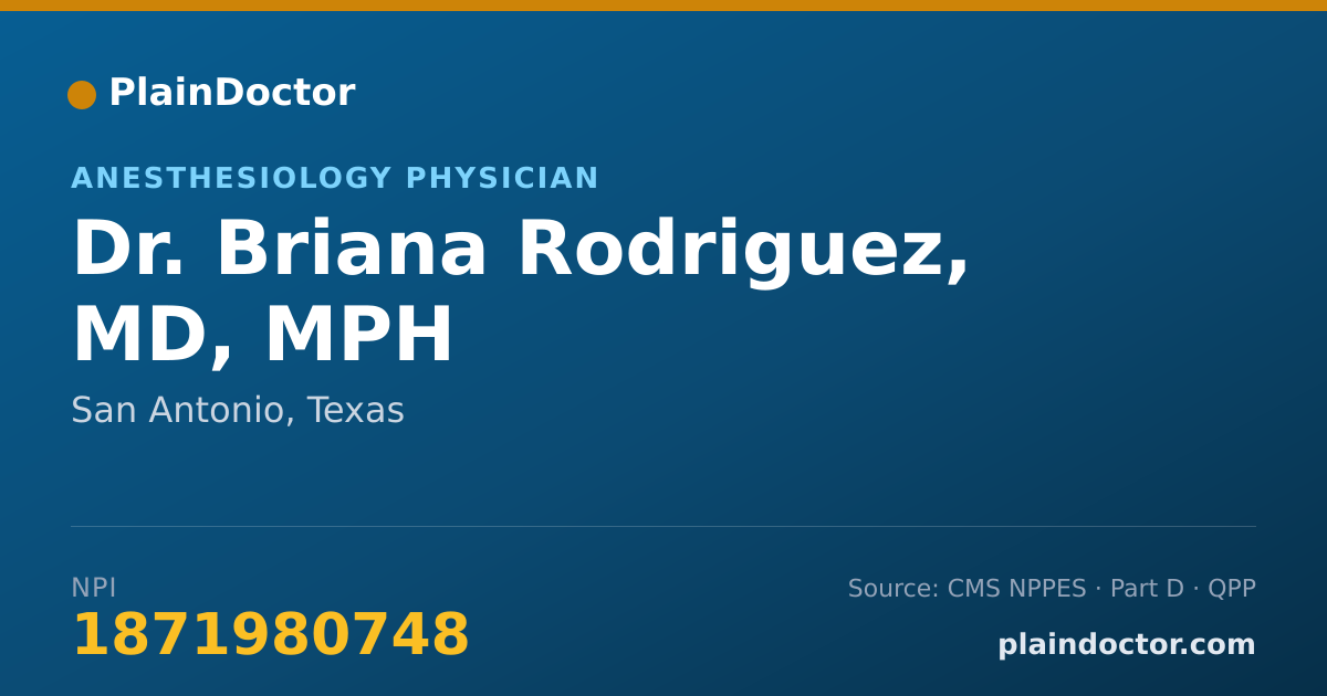Shareable card for Briana Rodriguez, MD, MPH - Anesthesiology Physician, San Antonio, TX