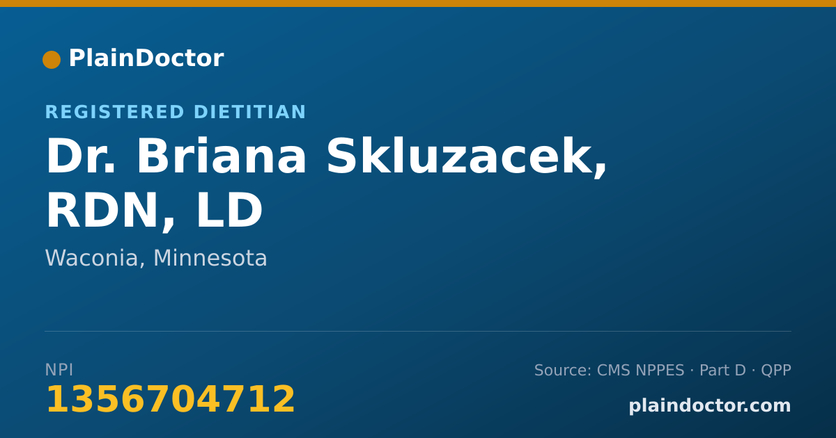 Shareable card for Briana Skluzacek, RDN, LD - Registered Dietitian, Waconia, MN