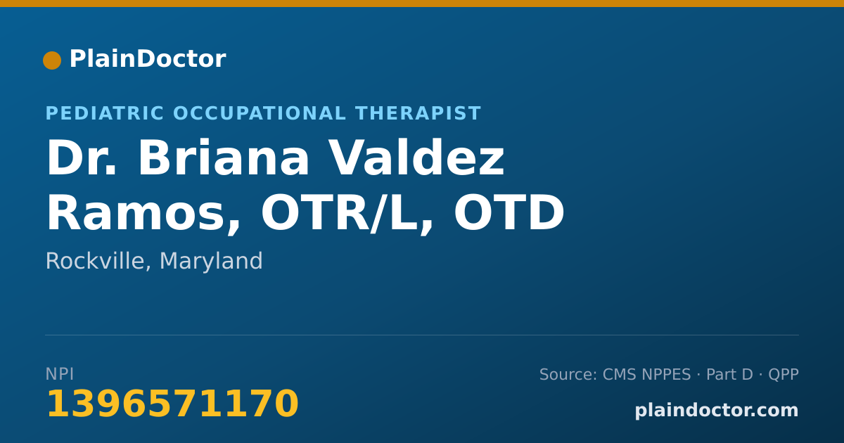 Shareable card for Briana Valdez Ramos, OTR/L, OTD - Pediatric Occupational Therapist, Rockville, MD