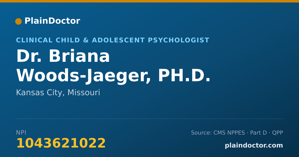 Shareable card for Briana Woods-Jaeger, PH.D. - Clinical Child & Adolescent Psychologist, Kansas City, MO