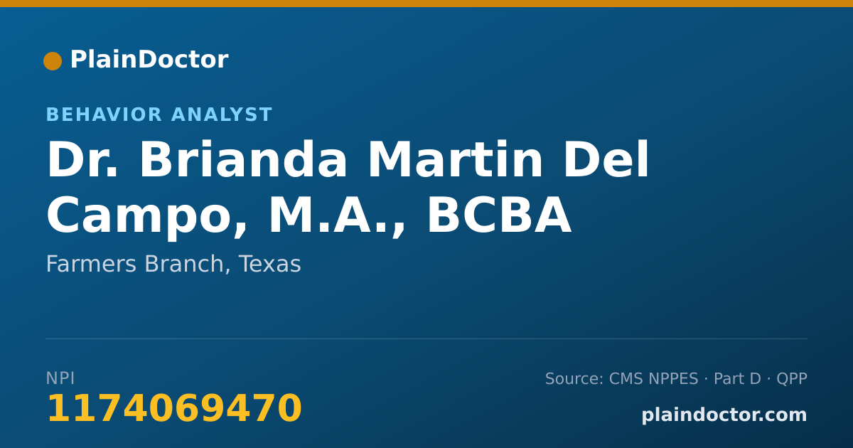 Shareable card for Brianda Martin Del Campo, M.A., BCBA - Behavior Analyst, Farmers Branch, TX