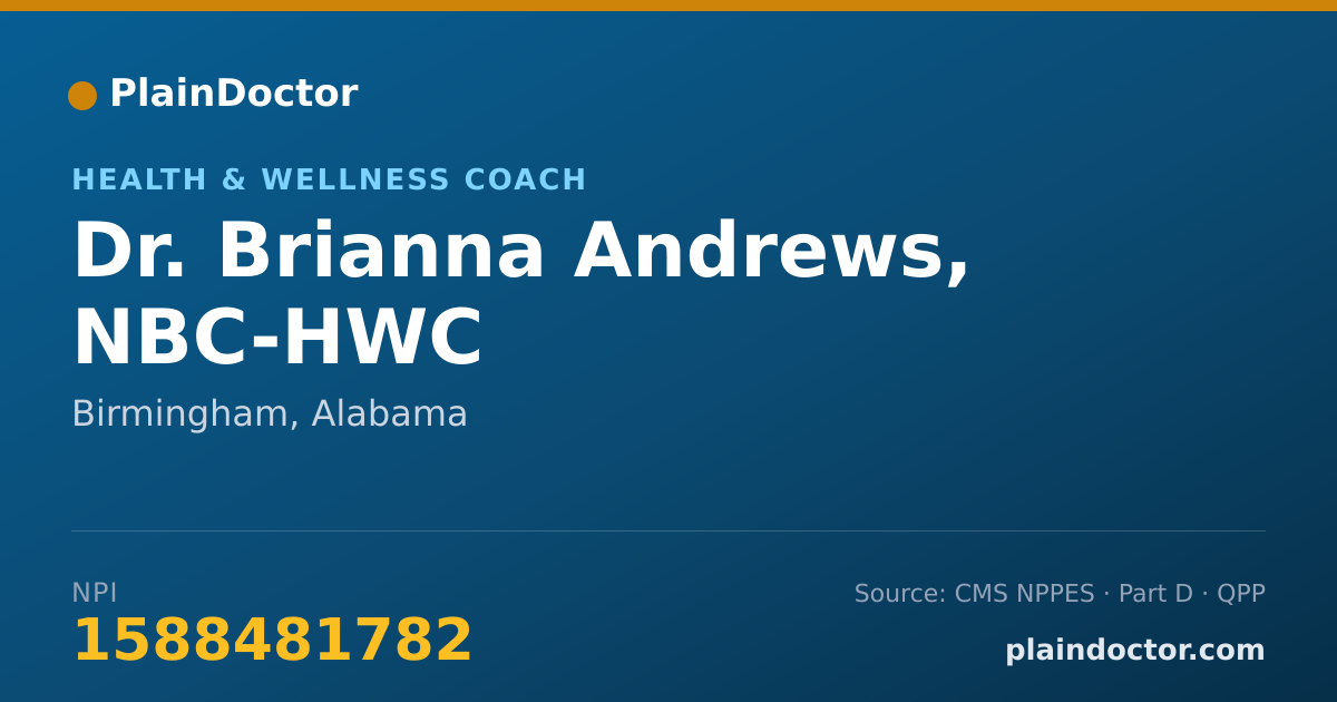 Shareable card for Brianna Andrews, NBC-HWC - Health & Wellness Coach, Birmingham, AL