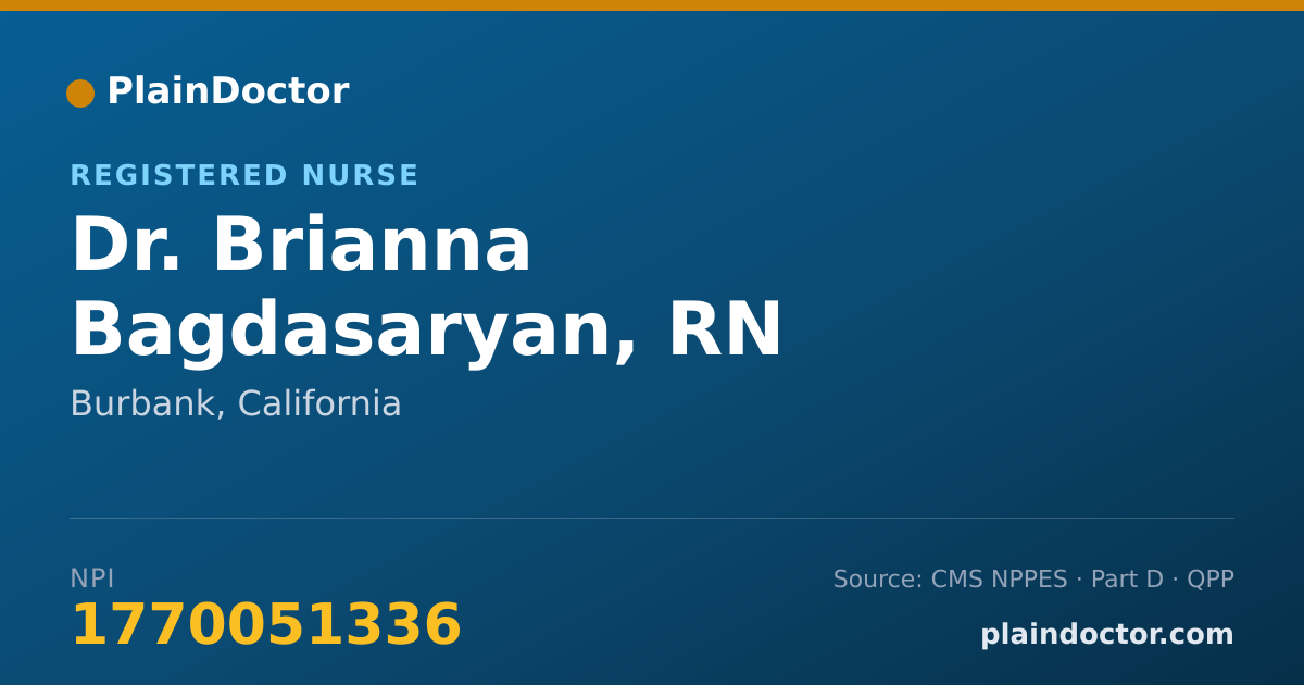 Shareable card for Brianna Bagdasaryan, RN - Registered Nurse, Burbank, CA