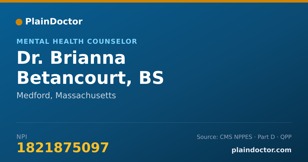 Shareable card for Brianna Betancourt, BS - Mental Health Counselor, Medford, MA