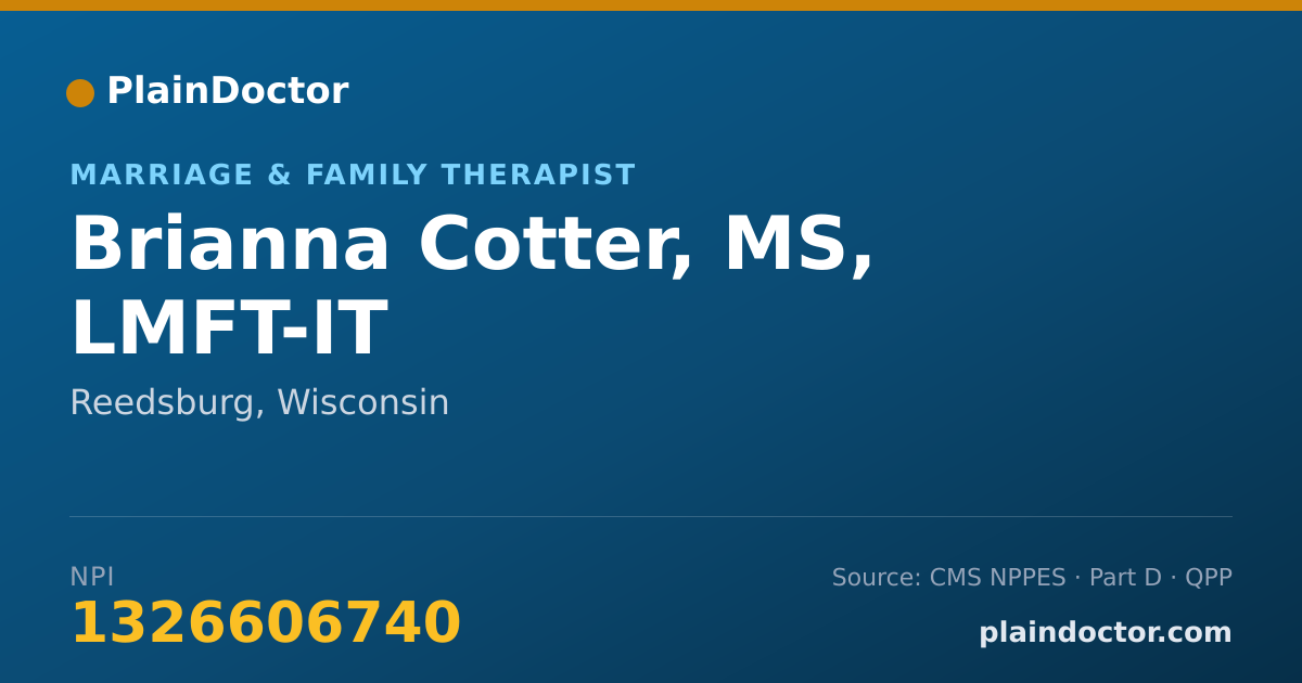 Shareable card for Brianna Cotter, MS, LMFT-IT - Marriage & Family Therapist, Reedsburg, WI