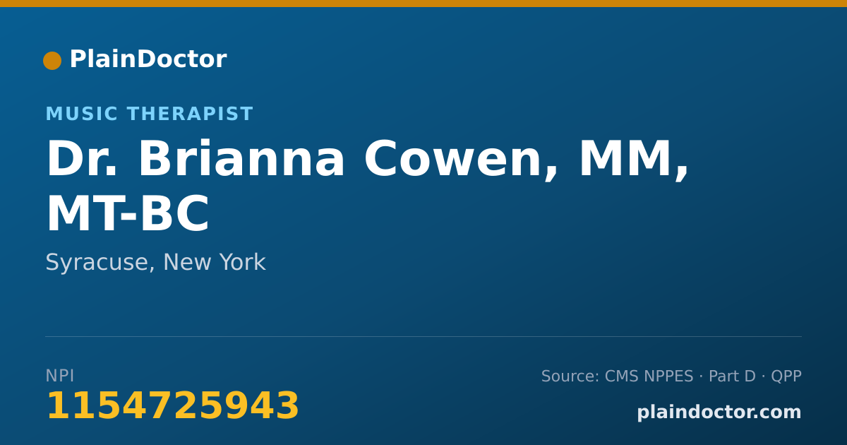 Shareable card for Brianna Cowen, MM, MT-BC - Music Therapist, Syracuse, NY