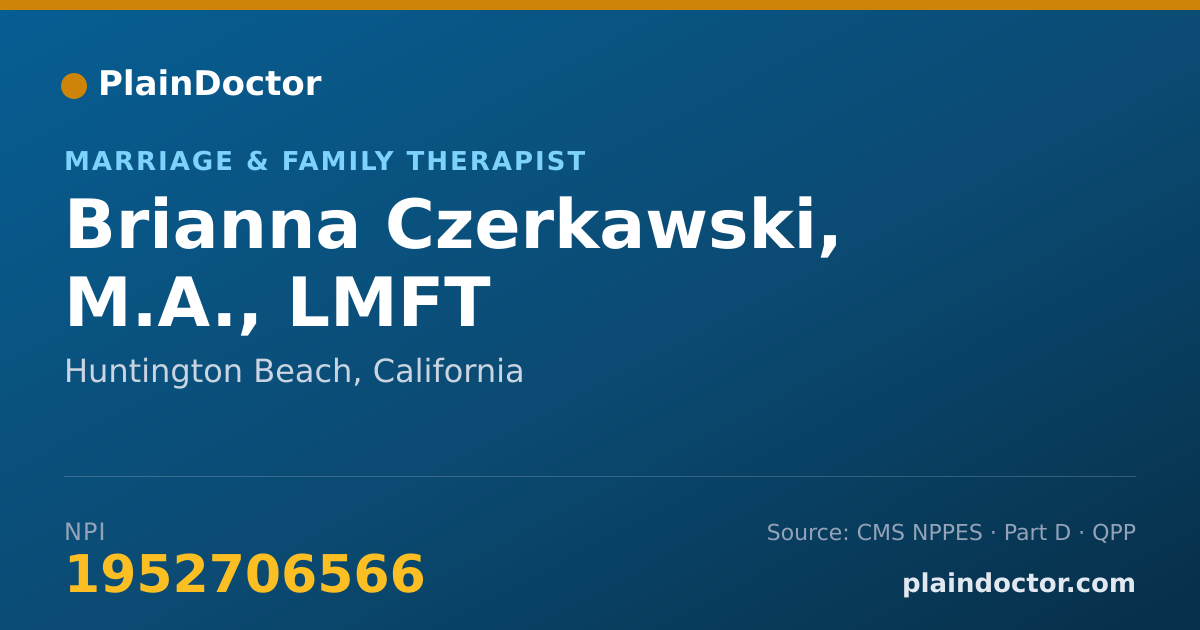 Shareable card for Brianna Czerkawski, M.A., LMFT - Marriage & Family Therapist, Huntington Beach, CA