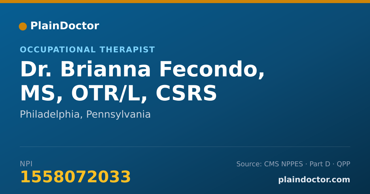 Shareable card for Brianna Fecondo, MS, OTR/L, CSRS - Occupational Therapist, Philadelphia, PA
