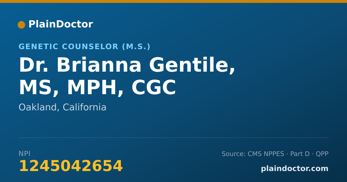 Shareable card for Brianna Gentile, MS, MPH, CGC - Genetic Counselor (M.S.), Oakland, CA