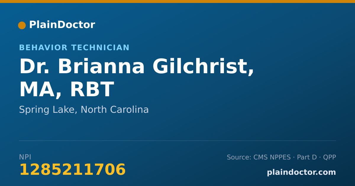 Shareable card for Brianna Gilchrist, MA, RBT - Behavior Technician, Spring Lake, NC