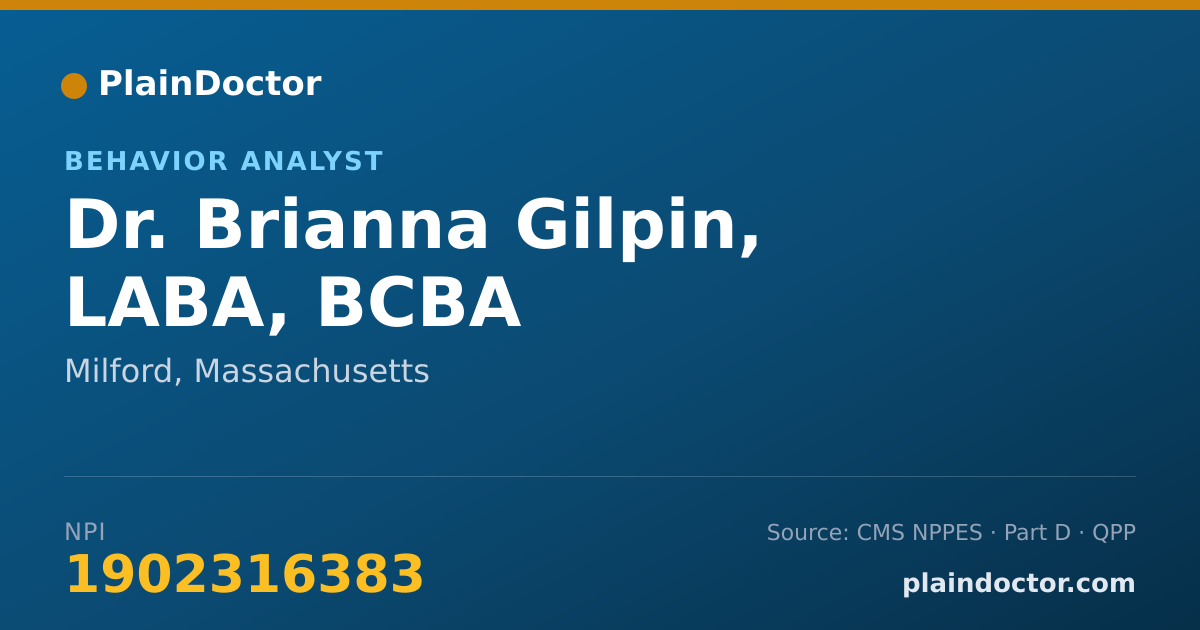 Shareable card for Brianna Gilpin, LABA, BCBA - Behavior Analyst, Milford, MA