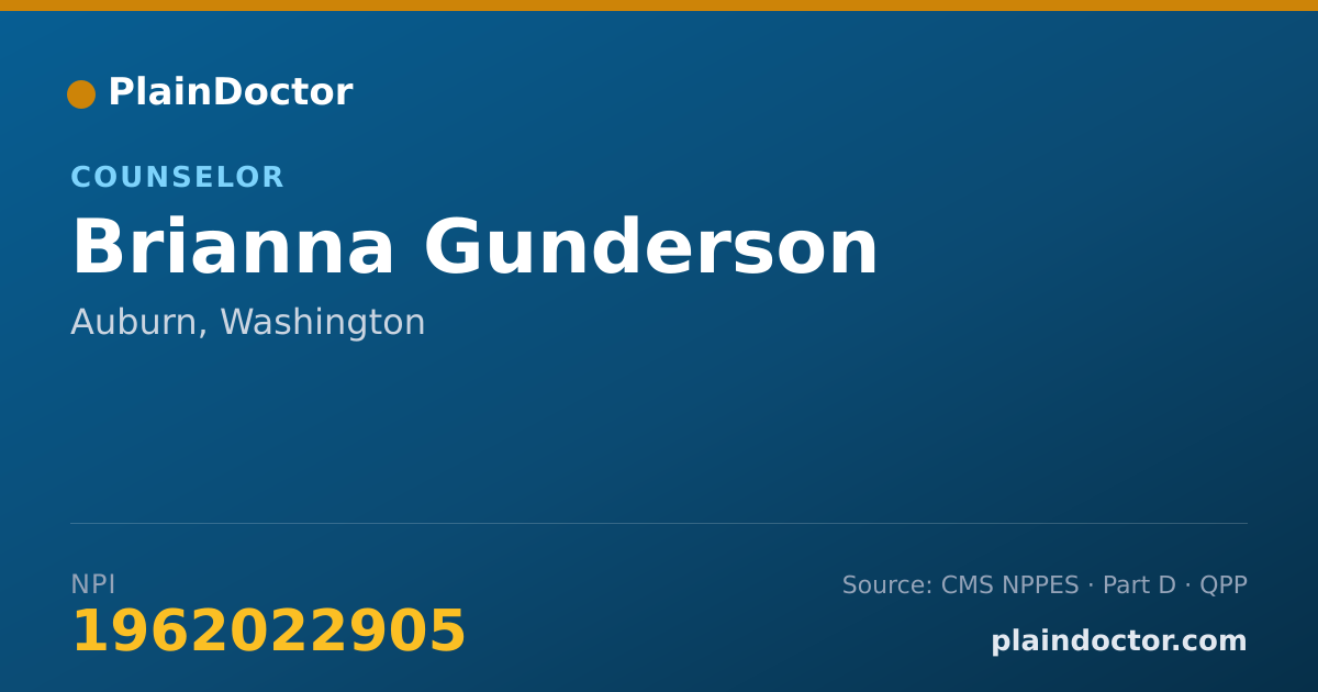 Shareable card for Brianna Gunderson - Counselor, Auburn, WA