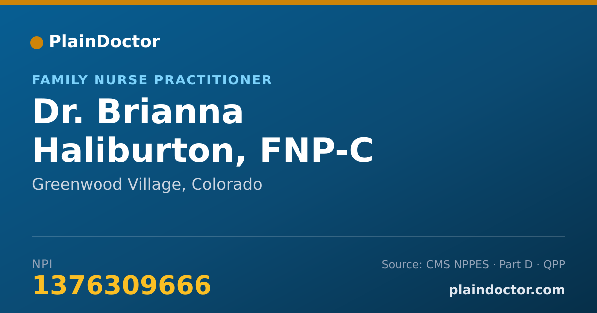 Shareable card for Brianna Haliburton, FNP-C - Family Nurse Practitioner, Greenwood Village, CO