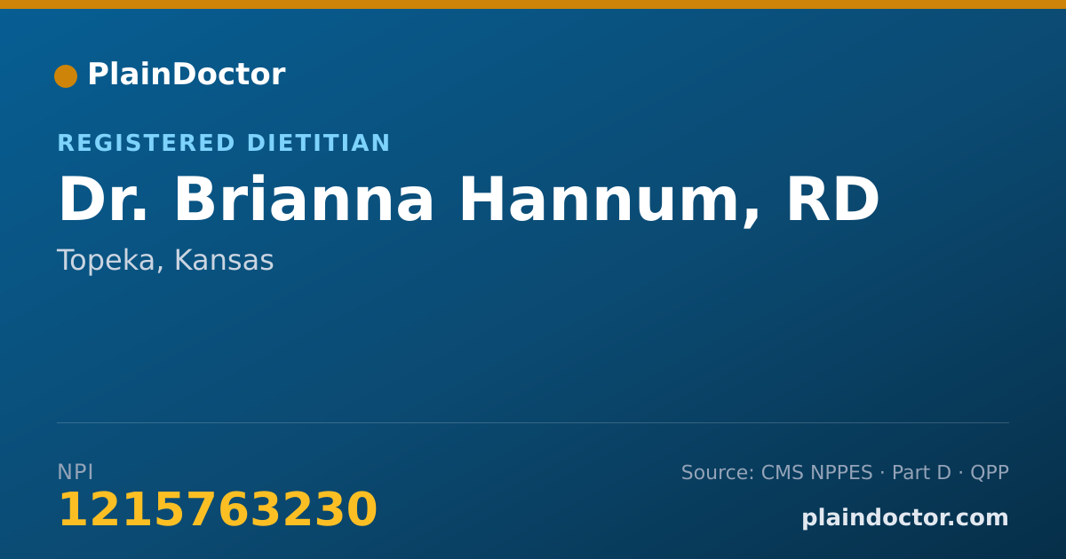 Shareable card for Brianna Hannum, RD - Registered Dietitian, Topeka, KS