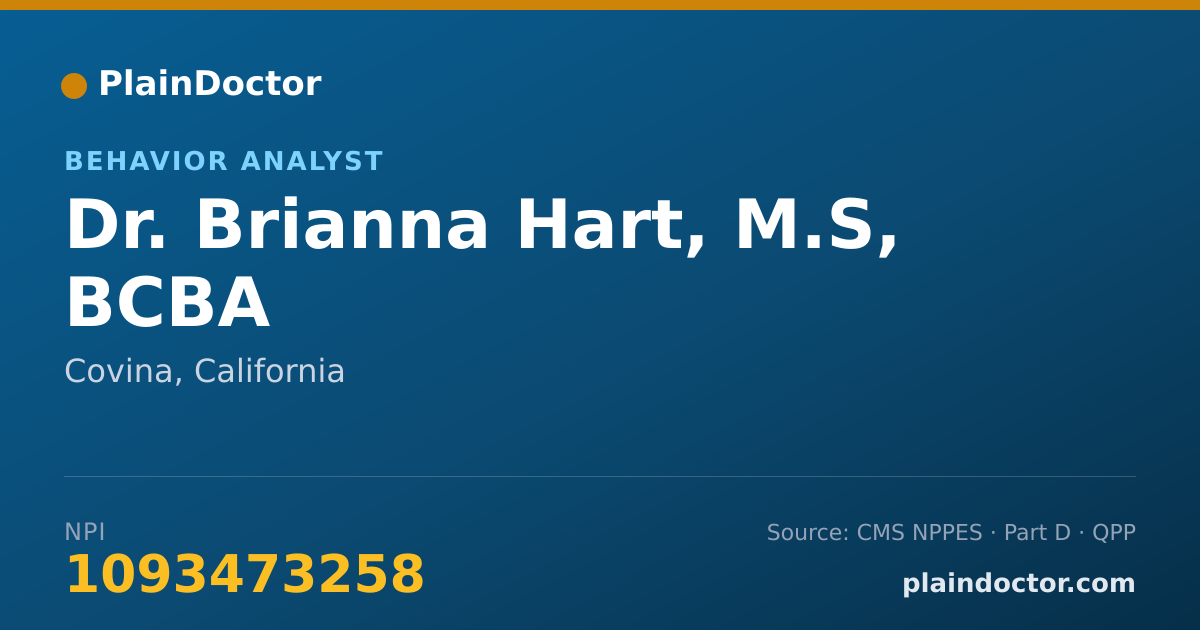 Shareable card for Brianna Hart, M.S, BCBA - Behavior Analyst, Covina, CA