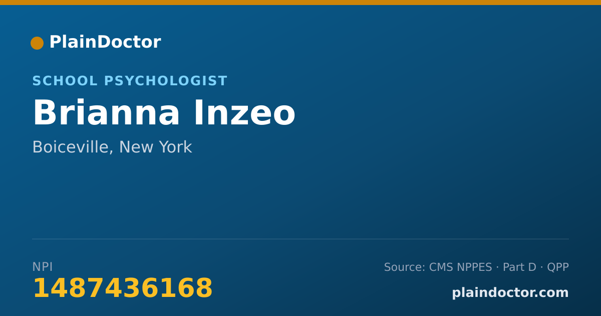 Shareable card for Brianna Inzeo - School Psychologist, Boiceville, NY