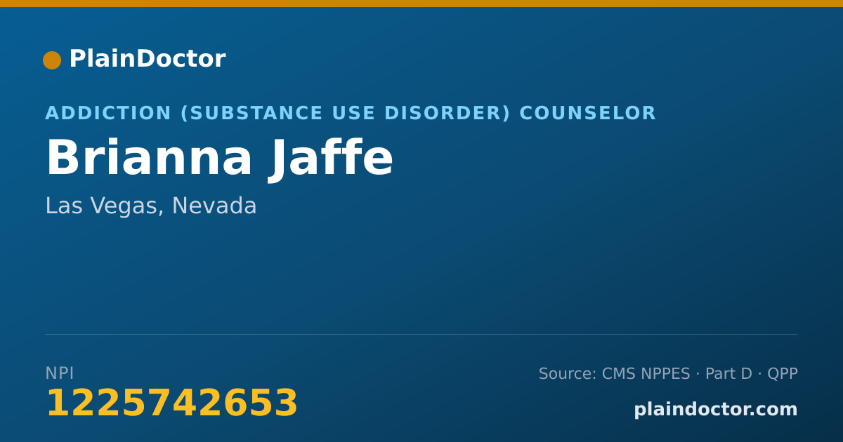 Shareable card for Brianna Jaffe - Addiction (Substance Use Disorder) Counselor, Las Vegas, NV