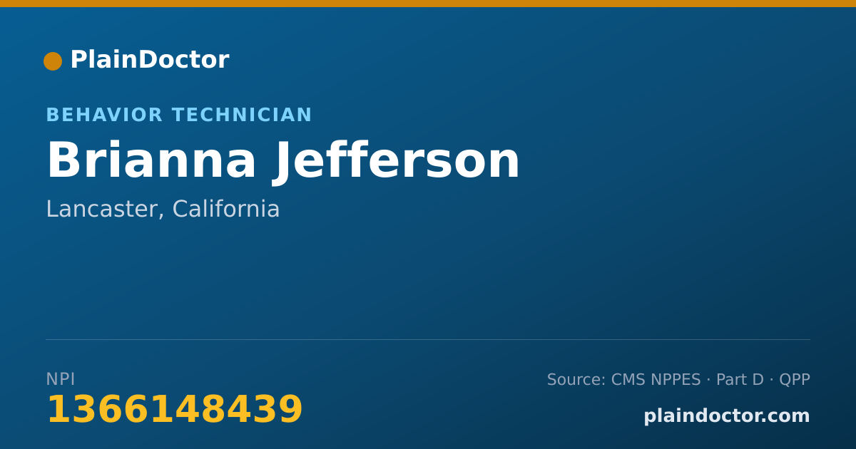 Shareable card for Brianna Jefferson - Behavior Technician, Lancaster, CA