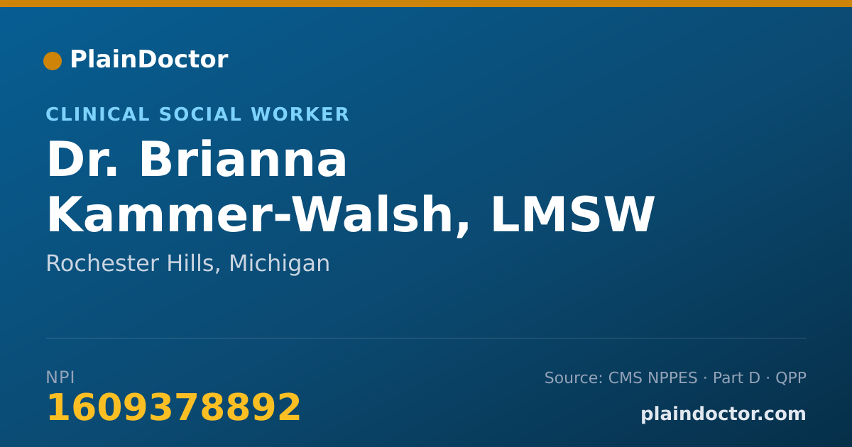 Shareable card for Brianna Kammer-Walsh, LMSW - Clinical Social Worker, Rochester Hills, MI