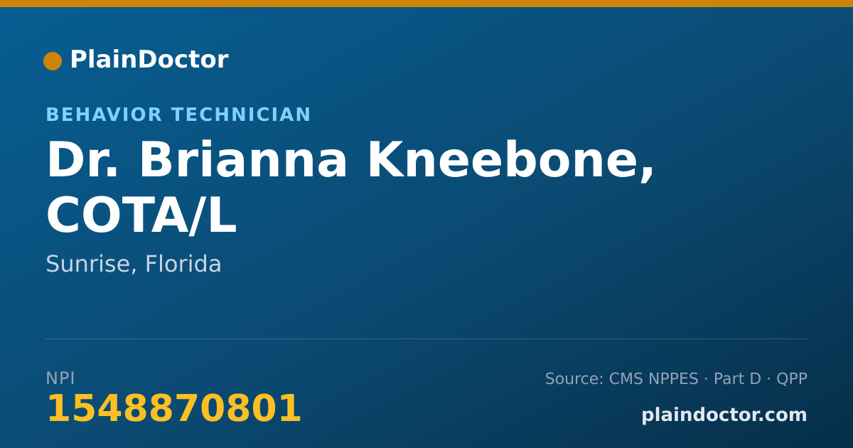 Shareable card for Brianna Kneebone, COTA/L - Behavior Technician, Sunrise, FL