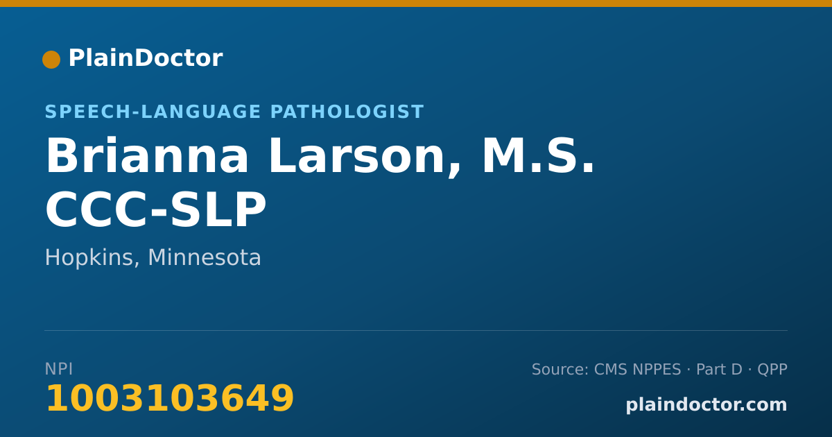 Shareable card for Brianna Larson, M.S. CCC-SLP - Speech-Language Pathologist, Hopkins, MN