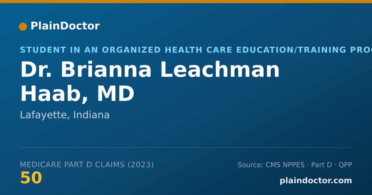 Shareable card for Brianna Leachman Haab, MD - Student in an Organized Health Care Education/Training Program, Lafayette, IN