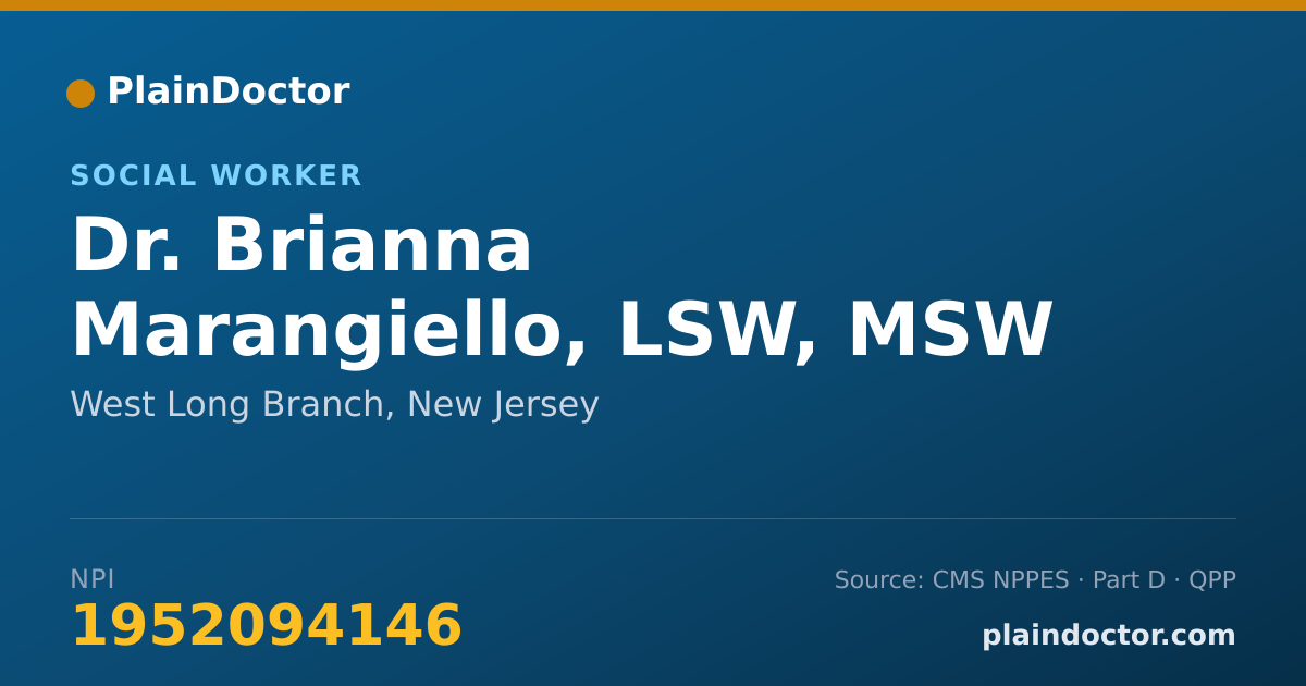 Shareable card for Brianna Marangiello, LSW, MSW - Social Worker, West Long Branch, NJ