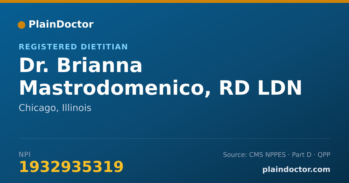 Shareable card for Brianna Mastrodomenico, RD LDN - Registered Dietitian, Chicago, IL