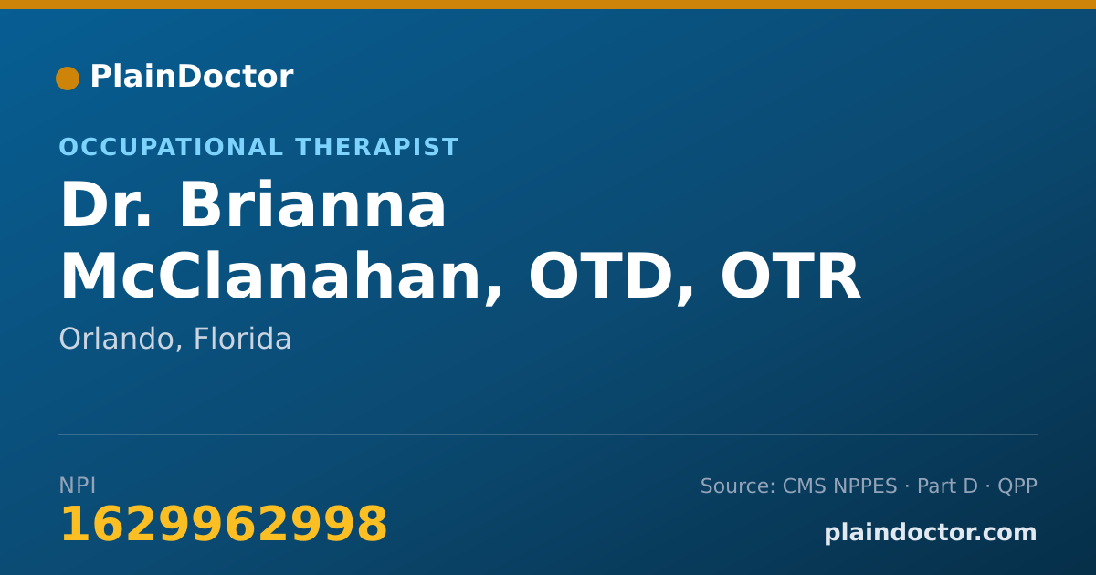 Shareable card for Brianna McClanahan, OTD, OTR - Occupational Therapist, Orlando, FL