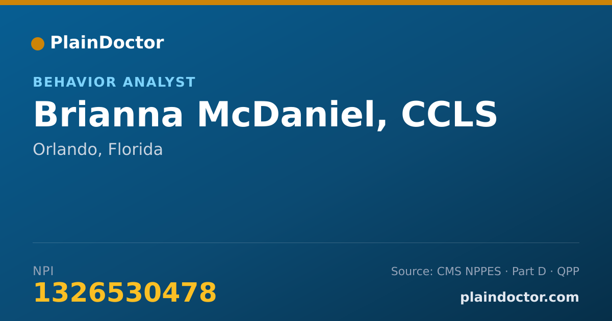 Shareable card for Brianna McDaniel, CCLS - Behavior Analyst, Orlando, FL