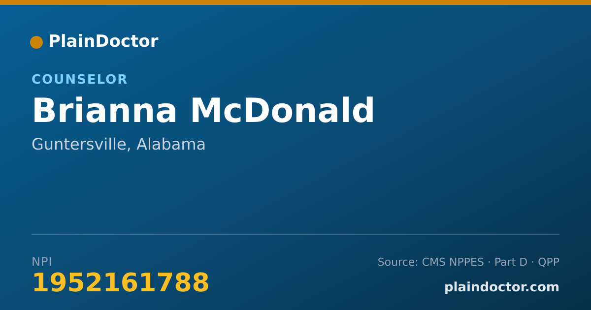 Shareable card for Brianna McDonald - Counselor, Guntersville, AL