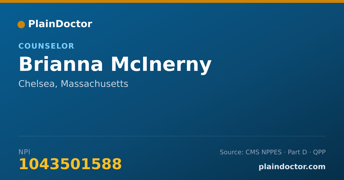 Shareable card for Brianna McInerny - Counselor, Chelsea, MA