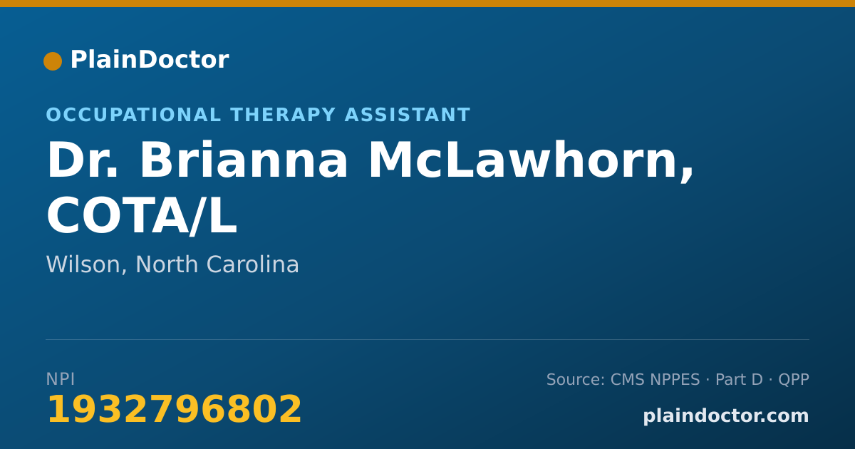 Shareable card for Brianna McLawhorn, COTA/L - Occupational Therapy Assistant, Wilson, NC