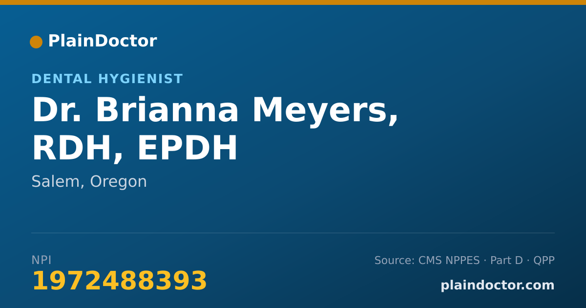 Shareable card for Brianna Meyers, RDH, EPDH - Dental Hygienist, Salem, OR