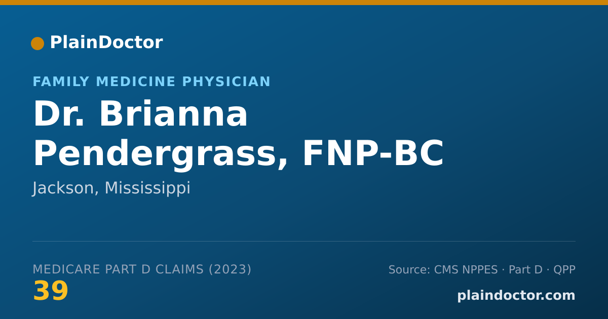 Shareable card for Brianna Pendergrass, FNP-BC - Family Medicine Physician, Jackson, MS
