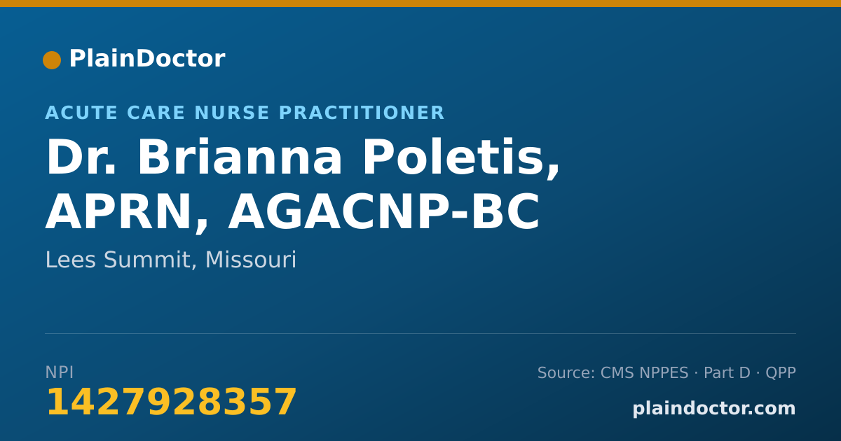 Shareable card for Brianna Poletis, APRN, AGACNP-BC - Acute Care Nurse Practitioner, Lees Summit, MO