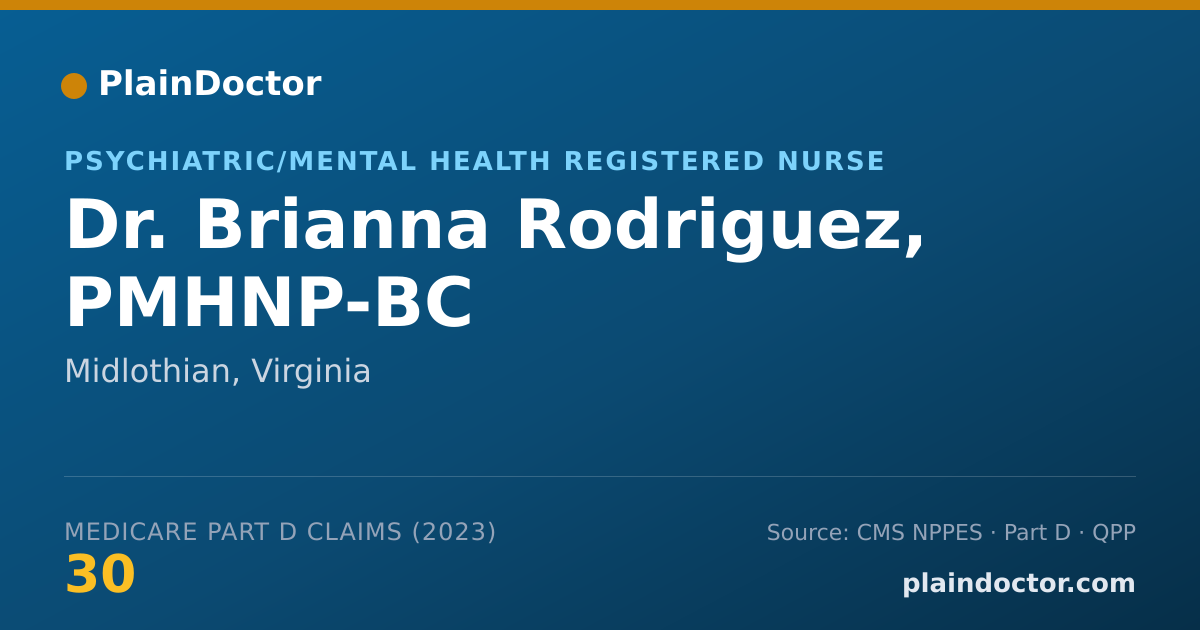 Shareable card for Brianna Rodriguez, PMHNP-BC - Psychiatric/Mental Health Registered Nurse, Midlothian, VA