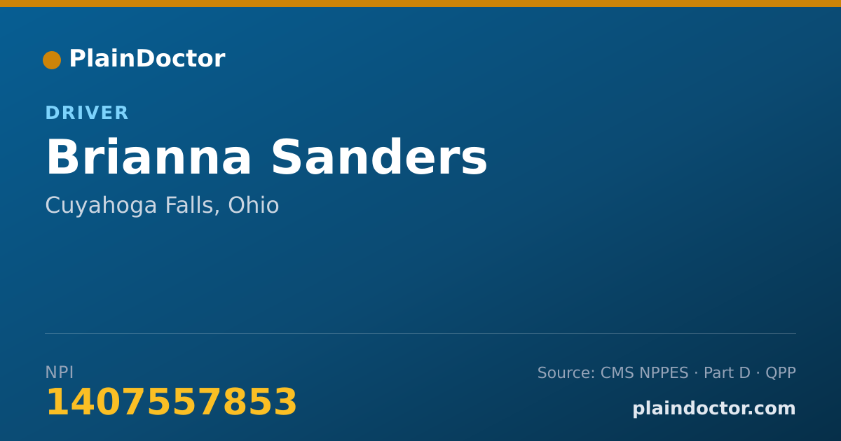 Shareable card for Brianna Sanders - Driver, Cuyahoga Falls, OH