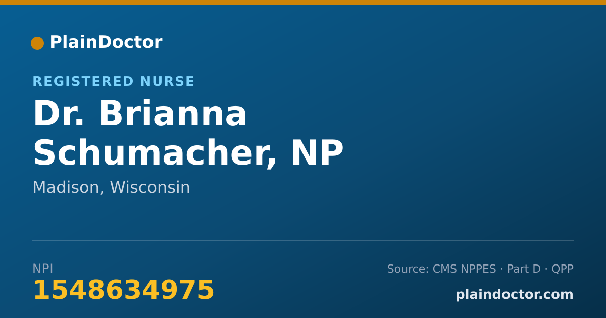 Shareable card for Brianna Schumacher, NP - Registered Nurse, Madison, WI