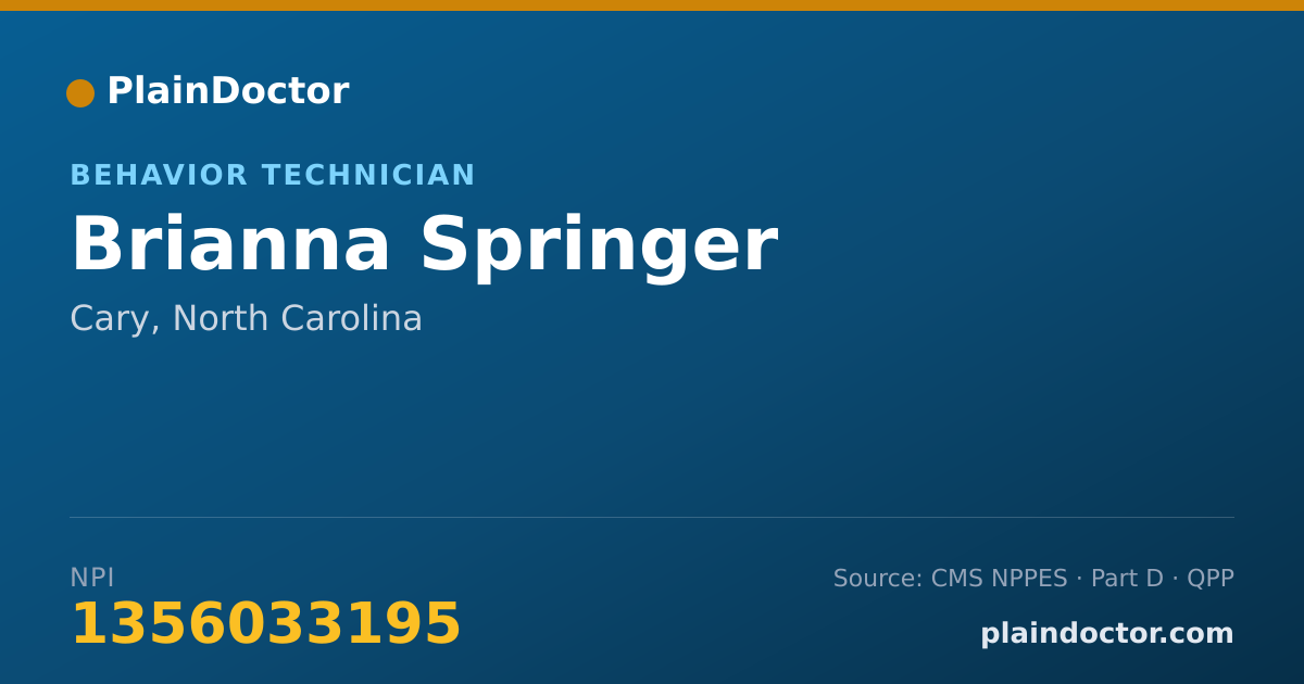 Shareable card for Brianna Springer - Behavior Technician, Cary, NC