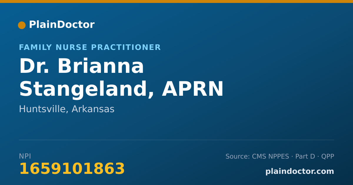 Shareable card for Brianna Stangeland, APRN - Family Nurse Practitioner, Huntsville, AR
